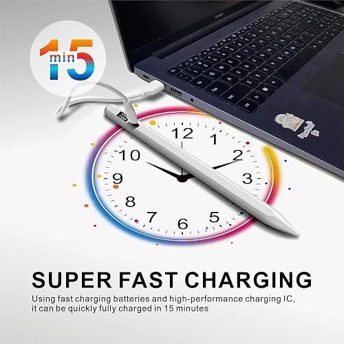 Stylus Pen for iPad 2025-2018 with LED Power Display, 15Mins Fast Charge,Tilt Sensitivity Pencil for iPad 10/9/8/7/6th,11th A16,Air 11/13 M2/M3,Pro 11/13 M4,Pro 12.9",Air 5/4/3,Mini 7/6/5(White) thumbnail 4