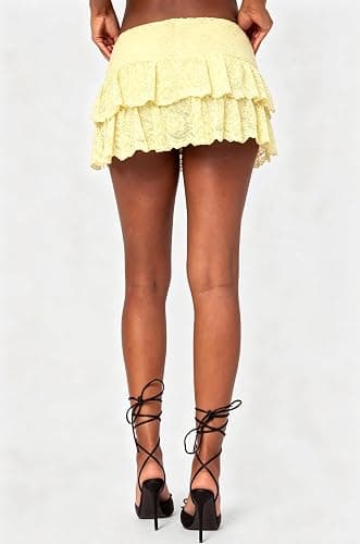 Womens Y2k Ruffle Bloomer Short Lolita Layered Lace Mini Skirt | Country Concert Festival,Lace Skirts,Fluffy Ruffle Shorts,Pettipants for Women,Lolita Bottoms,Grunge Asymmetrical Skirt Party thumbnail 4