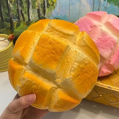 7 Inch Jumbo Bread Squishy, Slow Rising Squishy Toys - Stress Relief Squeeze Toys for Adults, Sticky Food Squishies, Foam Sensory Fidget Toy for Desk (Yellow) thumbnail 7
