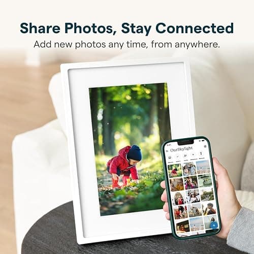 Skylight Digital Picture Frame 2 – 10" Full HD Wi-Fi Touch Screen, 16GB Digital Photo Frame, Load Photos & Videos Directly from Phone, Anti-Glare – Ideal for Personalized Gifting, Classic White thumbnail 2