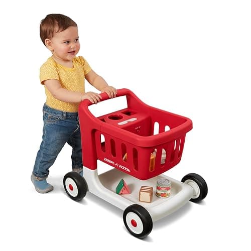 Radio Flyer Toddler Shopping Cart Walker with Wheels, Lights, and Sound for ages1+, Educational and Imaginative Play and Walk Behind thumbnail 7