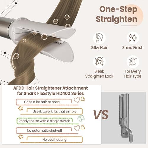 AFDD Hair Smooth Attachment for Shark Flexstyle HD400 Series, Gentle Airflow Smooth Nozzle for Shark Flex Style, Hair Straightener Replacement Part from Curly Wet to Straight Smooth Sleek Shiny Hair thumbnail 3
