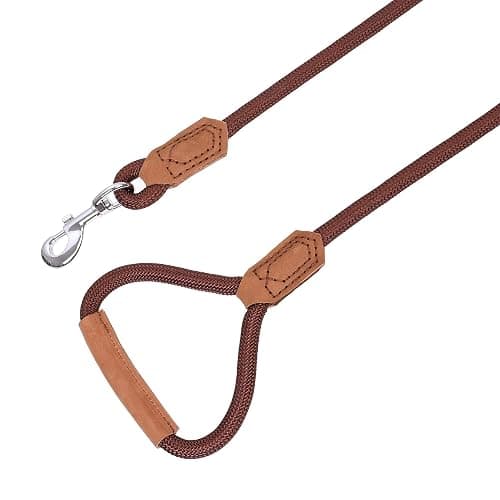 Mile High Life | Premium Leather Dog Leash | Strong Rope Leash | Leather Handle | Zinc Alloy Strong Clasp | Small Medium Large Dogs | 4/5/6 Feet(Dark Brown, 72 Inch (Pack of 1)) thumbnail 6