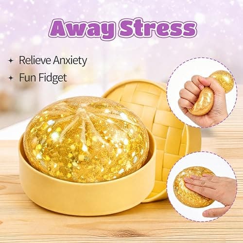 6Pcs Dumpling Mystery Box,Dumplings Squeeze Stress Balls for Adults,Soft and Squeezable Stress-Relieving Dough, Birthday Gifts thumbnail 3