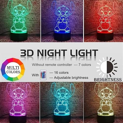 LOUHH 3D Illusion Night Light, 16 Color Night Light - 3D LED Intelligent Remote Control Lamp for Children's Room Decoration and Children's Gifts thumbnail 2