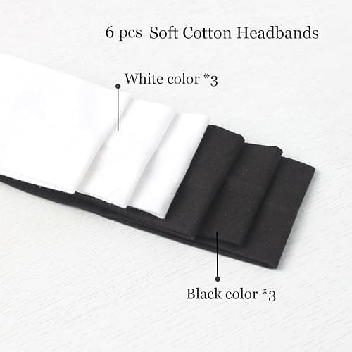 MLMOMVME 6 Pcs Black White Headbands for Women Hair Cotton Headband Non-slip Stretchy Elastic Head Wrap Holder Hair Accessories thumbnail 5