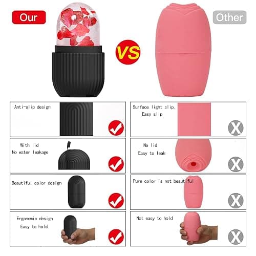 ice face roller, ice mold for face and Eyes, Reusable Massage Silicone Beauty Tool, Naturally Conditioning And Skin Care, De-Puff Eye Bags, Reduce Migraine Pain (Black) thumbnail 8
