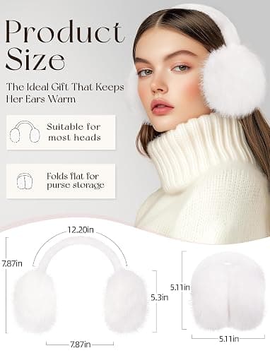 Lainlight Women Winter Ear Muffs Foldable Ear Warmers Ultra Soft Fluffy Faux Fur Earmuffs for Travel Skiing Outdoor thumbnail 3