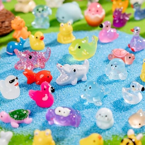 Cuteseven 300Pcs Mini Resin Animals Bulk 300 Styles Variety Tiny Animals Figure to Hide Luminous Glow in The Dark for Miniature Fairy Garden Decoration Hide Crafts Decor thumbnail 9