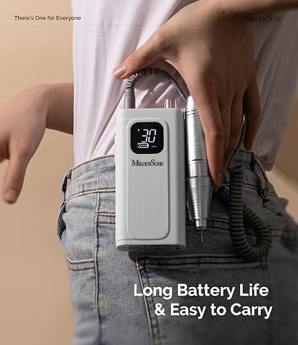 MelodySusie Entry-Level Clip-On Rechargeable Essential Nail Drill, SC300F 30000RPM E-File with LCD Display for All Manicure Shaping & Gel Removal, Ideal for Training,Nail Art Practice & Home Use,White thumbnail 4