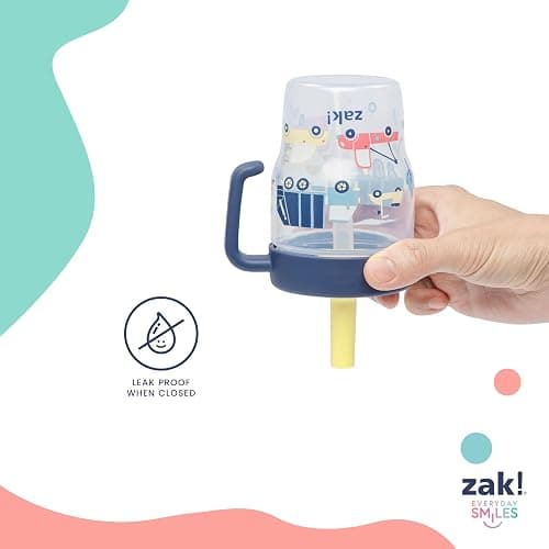 Zak Designs Capri Toddler Tumbler For Travel or At Home, 10oz 2-Pack Durable Plastic Sippy Cups With Handle and Leak-Proof Design are Perfect For Kids (Springtime, Pink) thumbnail 5