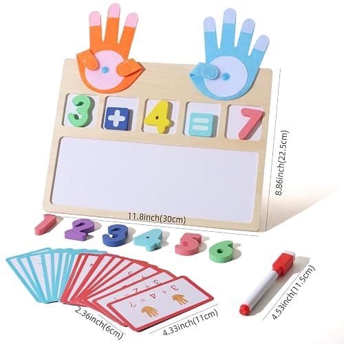 Montessori Math Board Toy - Double-Sided Finger Counting & Number Tracing Board Number Blocks, Wooden Math Manipulatives for Kids Ages 3-6, Preschool Classroom Homeschool Educational Games thumbnail 3