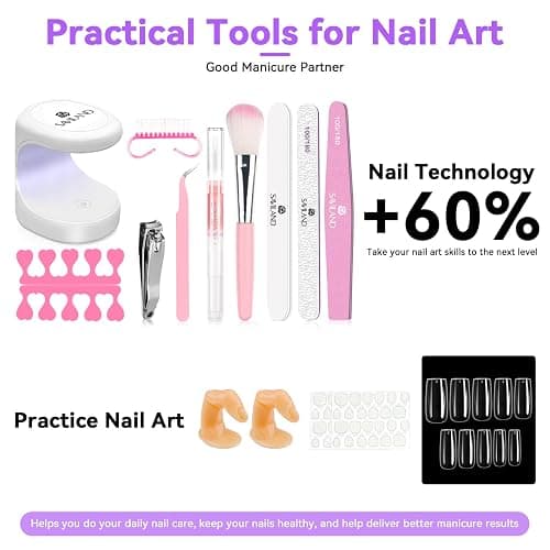Saviland Acrylic Nail Kit with Drill – Nail Kit Acrylic Set for Nails Extension with Brush Gel Polish Builder Nail Gel Portable U V Light for Home DIY thumbnail 8