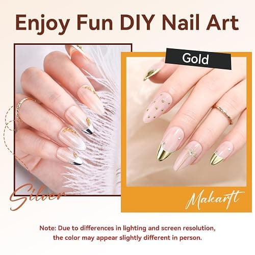 Makartt Chrome Gel Nail Polish Set: Metallic Gel Nail Polish, Silver and Gold 3D Metal Painting Gel for Nail Art Soak off UV/LED Glossy Mirror Effect Nail Gel for Home Salon DIY Manicure（2pcs） thumbnail 6