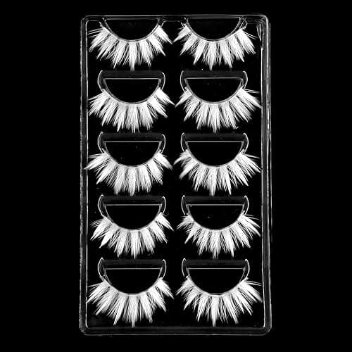 AUGENLI Halloween White False Lashes Extension Tools Japanese Anime Cosplay Natural Makeup Looking Masquerade Party Eye Lashes (02B) thumbnail 7