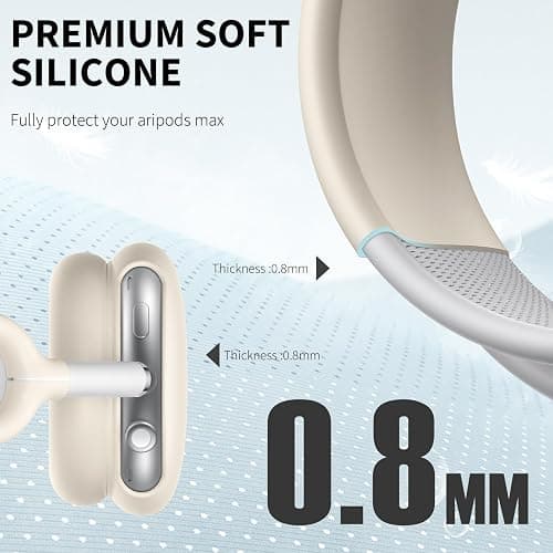 Maxjoy for Airpods Max Case, Soft Silicone Ear Cups Cover/Ear Pad/Headband Cover for Apple Headphones, Anti-Scratch Accessories Protective Case for Airpods Max, Stone thumbnail 5