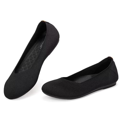 Frank Mully Women's Ballet Flats Round Toe Walking Flats Slip On Work Shoes Knitted Flats Shoes for Woman Soft Lightweight thumbnail 7