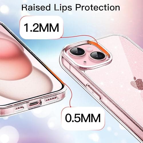 JETech Glitter Case for iPhone 15 6.1-Inch, Bling Sparkle Shockproof Phone Bumper Cover, Cute Sparkly for Women and Girls (Clear) thumbnail 4