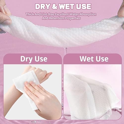 Disposable Face Towel 100 Count for Washing Soft Cotton Dry Wipes Facial Cloths Towelettes for Washing and Drying, Facial Tissue for Cleansing, Skincare and Makeup Remover thumbnail 4