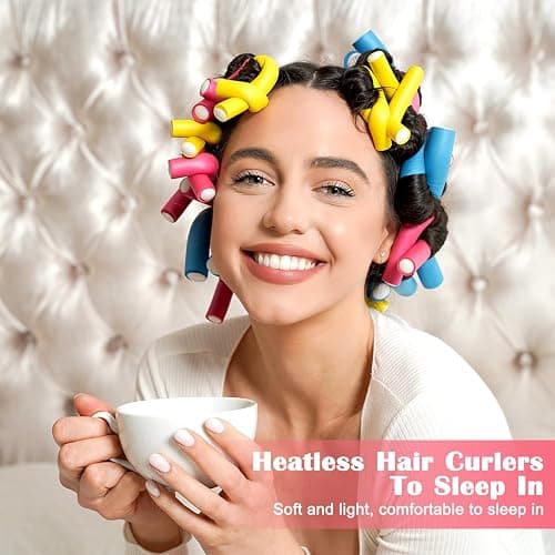 AIDUCHO Heatless Hair Curlers 42PCS Flexible Hair Rollers 7" Soft Foam Hair Curlers No Heat Bendable Curling Rods for Short Medium Long Hair, 7 Colors & Sizes thumbnail 5
