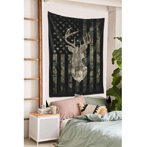 MINIOZE Camo Camouflage American Flag Hunting Deer Tapestry Wall Hanging Home Decoration Bedroom Decor Living Room Balcony 40 X 60 Inch thumbnail 4
