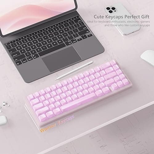 Womier Keyboard Keycaps Clear, Pink Keycaps 60 65 75 100 Percent, Transparent Jelly Cute Custom Key Cap Set for Cherry MX, Kailh, Outemu, Gateron Mechanical Keyboards(MDA Profile) thumbnail 6