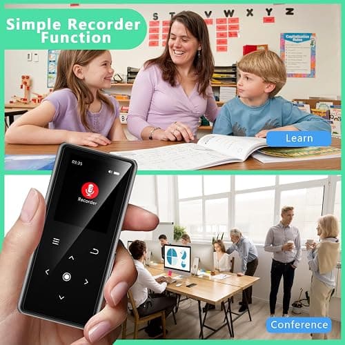 64GB MP3 Player with Bluetooth 5.2, AiMoonsa Music Player with Built-in HD Speaker, FM Radio, Voice Recorder, HiFi Sound, E-Book, Earphones Included thumbnail 5