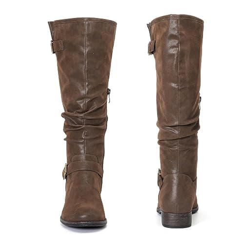 Luoika Women's Extra Wide Calf Knee-High Boots | Wide Width, Round Toe, Plus Size, Slouchy Boots, Low Heel, Winter Boots. thumbnail 3