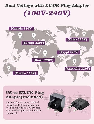 Mini Curling Iron for Travel,110~240V Dual Voltage with European Plug Adapter,Small Curling Iron for Short Hair,Tiny Curling Irons for Women,Anti-Scald Cover,Auto-Off,5 Temp Digital Settings,1 Inch thumbnail 3