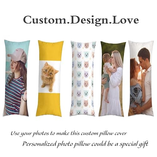 GYETPONG Custom Design Photos or Text Long Body Pillow Case，Personalized Love Photo Pillow Cover, Customize Birthday Gift, Wedding Keepsake Throw Pillow Covers (20x54 inch) thumbnail 6