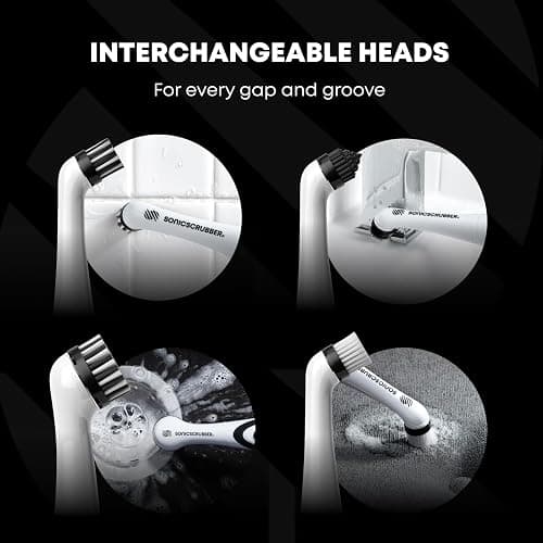 SonicScrubber Household Cleaning Brush - Electric Scrubbing Brush - Home, Kitchen & Bathroom - Removes Mould & Cleans Grout (Washing-Up System) thumbnail 6
