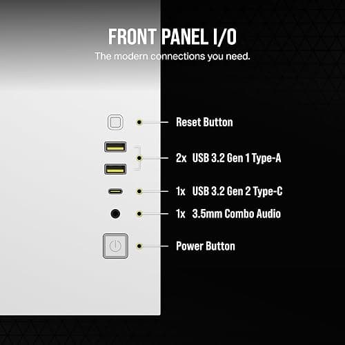 CORSAIR 2500X Small-Tower mATX Dual Chamber PC Case – Panoramic Tempered Glass – Reverse Connection Motherboard Compatible – No Fans Included – White thumbnail 8