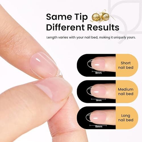 Beetles Gel Nail Kit Short Almond Gift Spree, with Dehydrator and Primer, 576Pcs Half Matte Etch-X Gel Nail Tips Solid Nail Glue Mini Lamp Acrylic Tips Easy DIY Extension Set Gift for Women thumbnail 9