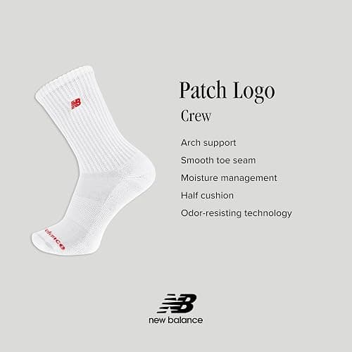 New Balance Unisex-Adult's Men's and Women's Organic Cotton Crew Socks-3 Pairs-Arch Support thumbnail 3
