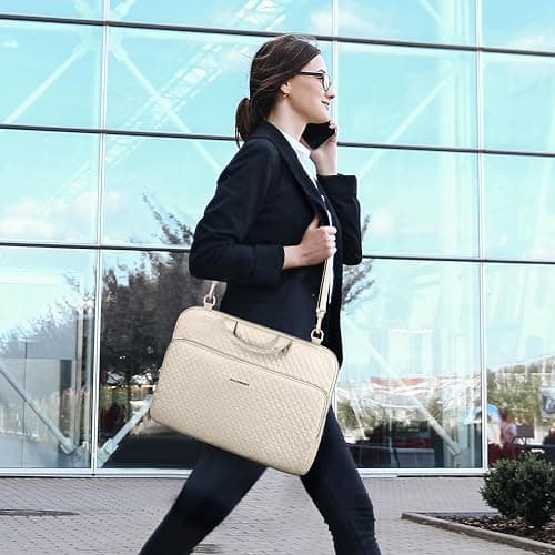 BAGSMART 15.6 Inch Laptop Shoulder Bag, Laptop Sleeve Compatible with MacBook Pro 16 Inch,15.6 Inch HP,Dell,Acer Aspire,Asus Notebook, Protective Case with Shoulder Strap,Pocket,Handle, Beige thumbnail 6