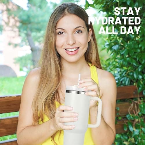 FOOJo 40oz Tumbler with Handle and Straw Lid - Travel Mug Leak-Proof Insulated Stainless Steel – Travel Cup for Hot & Cold Drink (Green) thumbnail 2