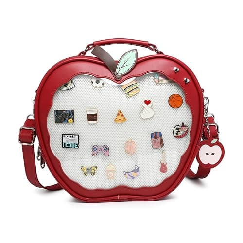 CHERRY SAUCE Cute Red Apple Ita Bag Kawaii Pin Display Purse Backpack Crossbody Shoulder Bag - Image 1