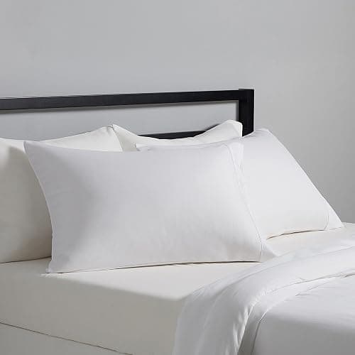 Amazon Basics Standard Pillow Cases Set of 2 - Lightweight, Super Soft Easy Care Microfiber, Bright White, 30" L x 20" W, Pillows Not Included - Image 1
