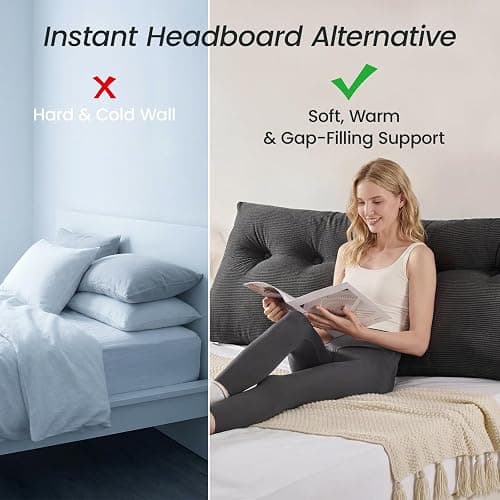 Sasttie Headboard Pillow Twin/Twin XL, Wedge Pillow Headboard for Dorm, Triangular Daybed Backrest Cushion for Sitting or Reading in Bed, with Removable Washable Cover, Dark Grey thumbnail 3