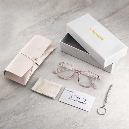 FONHCOO Blue Light Blocking Glasses Fashion Round TR90 Frame Transparent Eyewear Anti UV Computer Glasses for Women Men thumbnail 7