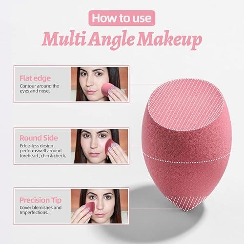 Makeup Sponge Set BS-MALL Blender Sponges 7 Pcs for Liquid, Cream, and Powder, Multi-colored with 1 Mini Makeup Sponge Pink (A-Pink） - A-Pink thumbnail 2