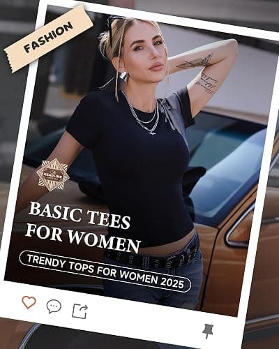 GAYHAY 3 Pack Basic Tees for Women - Crew Neck Slim Fit Tight T Shirts Cute Y2K Trendy Crop Tops Clothes for Casual Summer thumbnail 2