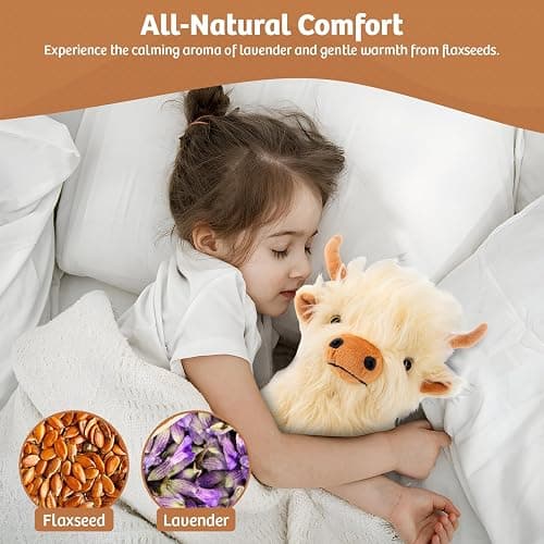 Marysun Microwavable Highland Cow Stuffed Animal - Weighted Stuffed Animal Plush, Heating Pad, Cozy Gift for Girls|Women|Kids|Elderly People thumbnail 5