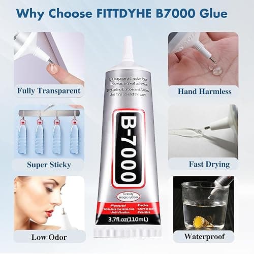110 ml B7000 Adhesive for Crafts, Clear Glue with Spreaders and Dotting Pen Tool, Multipurpose for Rhinestones, Fabric, DIY, Makeup, Shoes, Jewelry Making, Nail Art thumbnail 2