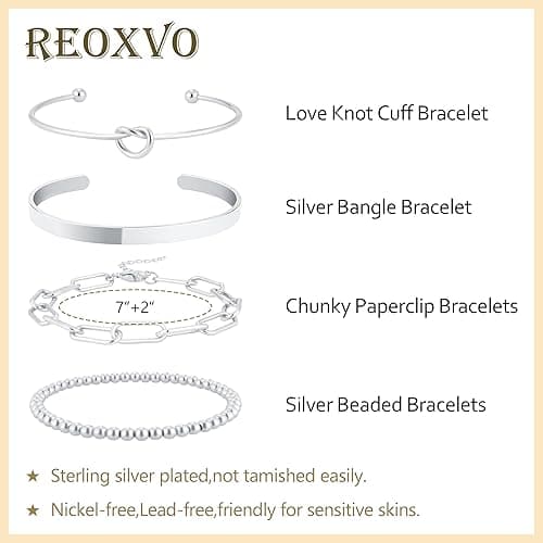 Reoxvo 14K Gold Plated Bangle Cuff Bracelets for Women Non Tarnish Gold Bracelet Stack Jewelry Set for Women Trendy thumbnail 6