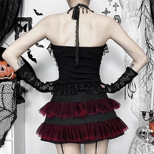 Yyxclotic Gothic Women Halter Crop Tank Top Cropped Camisole Tops Y2K Grunge Shirts thumbnail 3