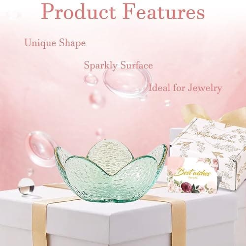 Binoster Friendship Gifts For Women Jewelry Dish Glass Ring Dish Jewelry Tray Cute Vanity Organizer Room Decor Jewellery Tray Trinket Dish Cute Bedroom Decor Christmas House Warming Gifts for women thumbnail 8