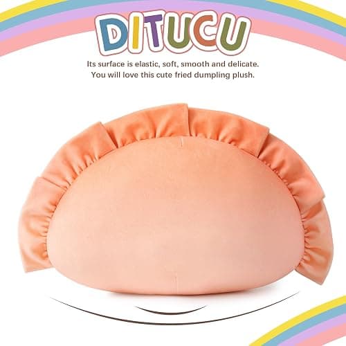 Ditucu Cute Dumpling Plush Pillow Funny Food Fried Dumplings Pancakes Stuffed Animal Plushies Toys Soft Hugging Gifts for Kids Pink 14 inch thumbnail 5