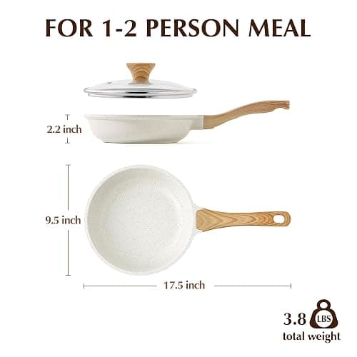 SENSARTE Nonstick Ceramic Frying Pan Skillet with Lid, 9.5 Inch Omelet Pan, Healthy Non Toxic Chefs Pan, Induction Compatible Egg Pan with Heat Resistant Handle, Free of Intentionally Added PFAS/PTFE thumbnail 3
