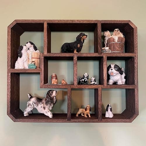 Frcctre Rustic Shadow Box Display Shelf, 9 Compartments Wood Hanging Display Floating Shelves, Multi-Slot Wall Mounted or Freestanding Farmhouse Decor Displays Case thumbnail 2